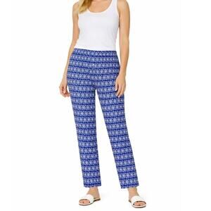 Chico's Travelers 00R Pull On Stretch Pants Blue Medallion Size 2